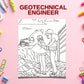 Geotechnical Engineer Kids Coloring Page, Women in STEM Activity, STEM Activity, Classroom Resource, Career Exploration
