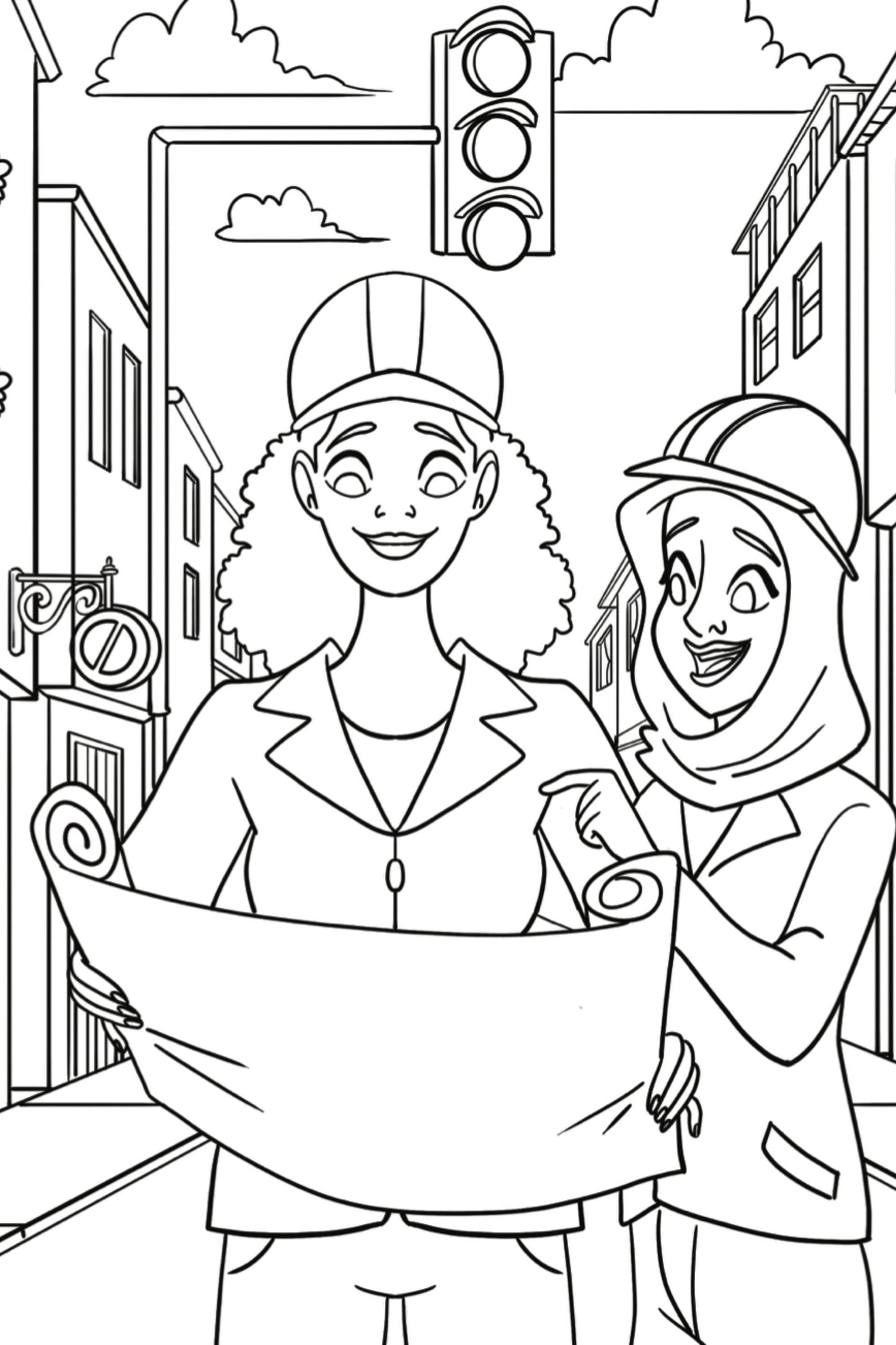 Transportation Engineer Kids Coloring Page, Women in STEM Activity, STEM Activity, Classroom Resource, Career Exploration